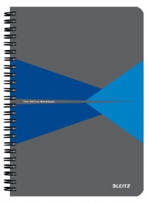 Blok, A5, štvorčekový, 90 listov, laminovaná kartónová obálka, LEITZ "Office", sivá-modrá