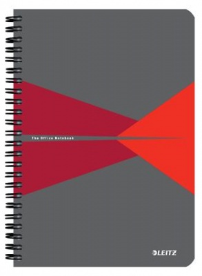 Blok, A5, linajkový, 90 listov, laminovaná kartónová obálka, LEITZ "Office", sivá-červená