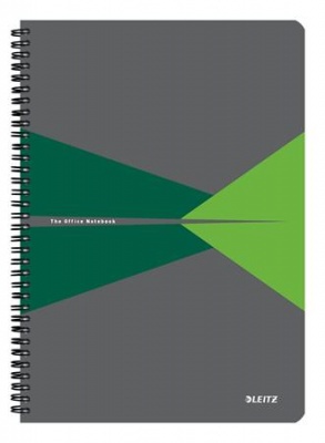 Blok, A4, linajkový, 90 listov, PP obálka, LEITZ "Office", sivá-zelená