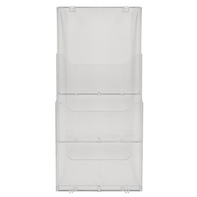 Držiak na katalógy, nástenný, A4, stojatý, 3 priečinky, EXACOMPTA "Office", priehľadný