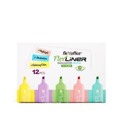 Zvýrazňovač, sada, 1-5 mm, FLEXOFFICE "Flexliner", mix pastelových farieb
