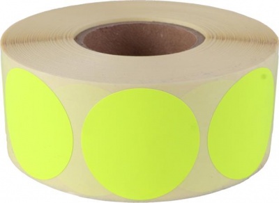 Etikety, 38 mm kruh, 1000 etikiet/kotúč, citrónovo žlté