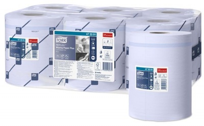 Papierová utierka, kotúčová, priemer: 18,5 cm, M4 systém, 2-vrstvy, Advanced, TORK "Reflex™ plus", modrá