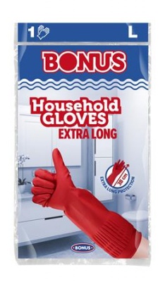Latexové rukavice, extra dlhé, 38 cm, veľkosť L, BONUS, červené