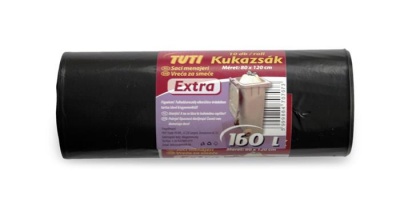 Vrecia na odpadky, 160 l, 10 ks, 80x120 cm, 30 µ, TUTI "Extra", čierna