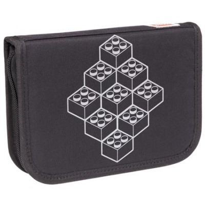 Peračník, s chlopňami, na zips, plný, LEGO "Bricks", čierny, vzorovaný