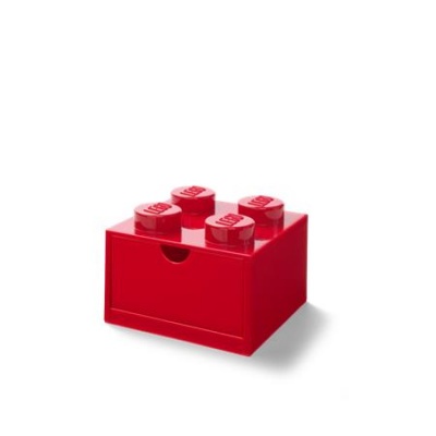 Úložný box na stôl, zásuvkový, LEGO "Brick 2x2", červený