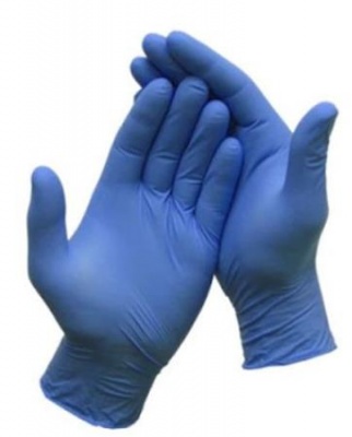 Ochranné rukavice, jednorazové, nitrilové, veľ. XL, 200 ks, nepudrované, modrá